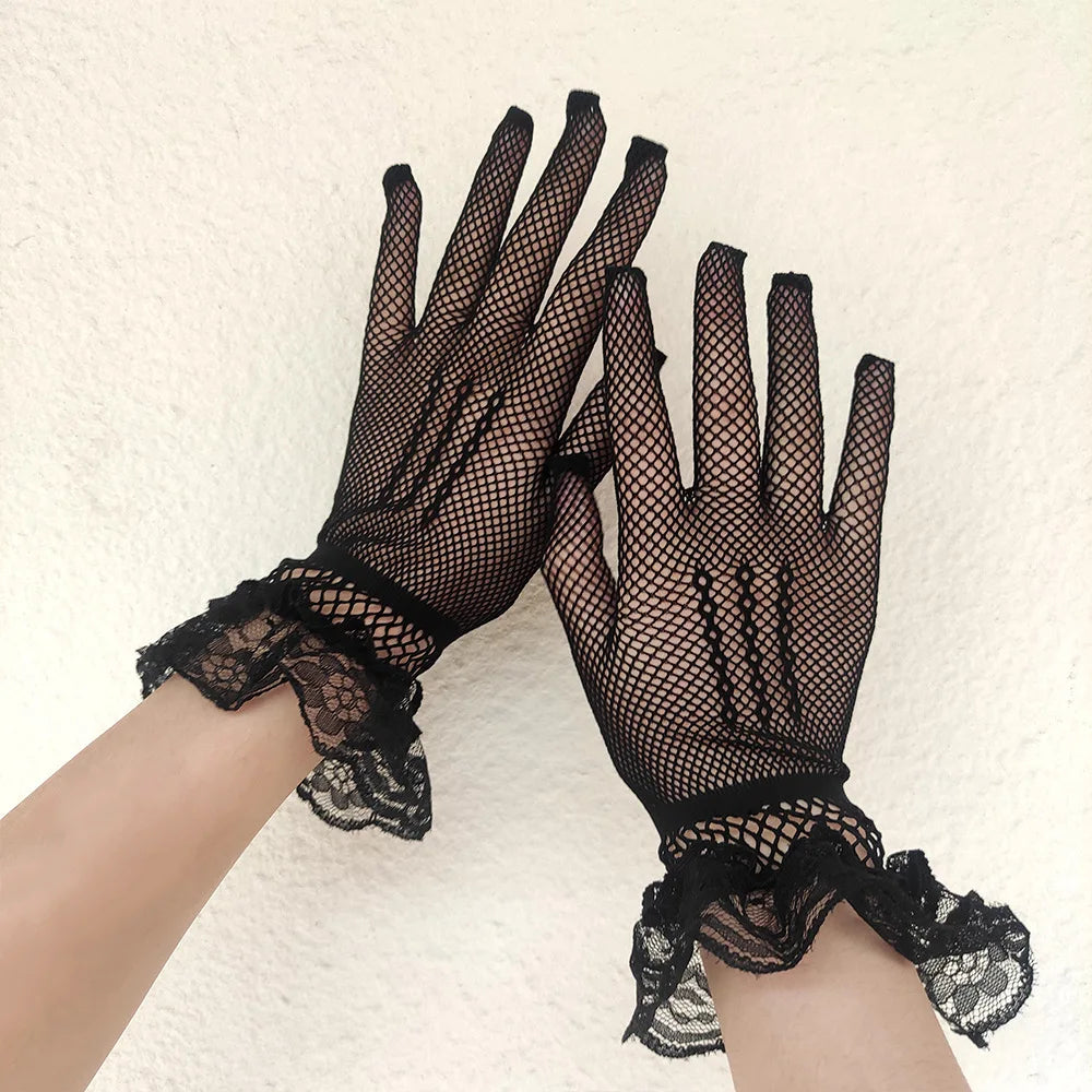 Puffy-Cuffed Lace Gloves