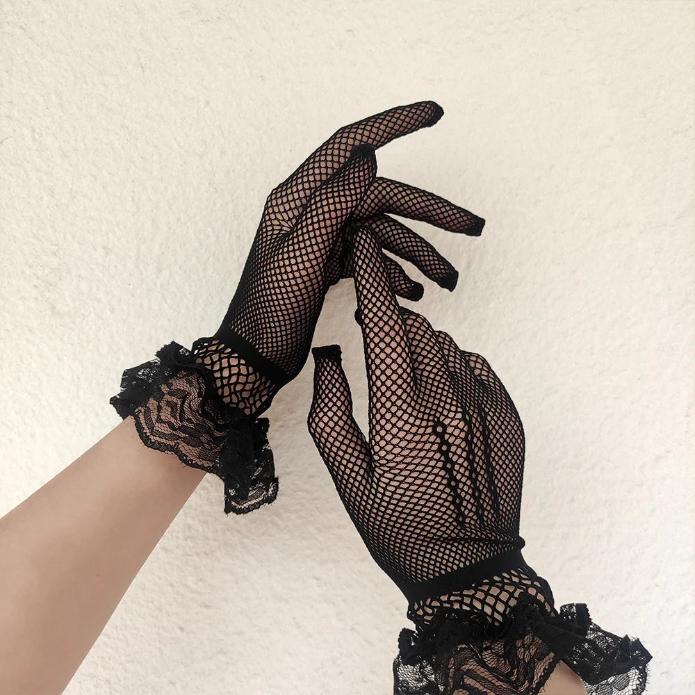 Puffy-Cuffed Lace Gloves