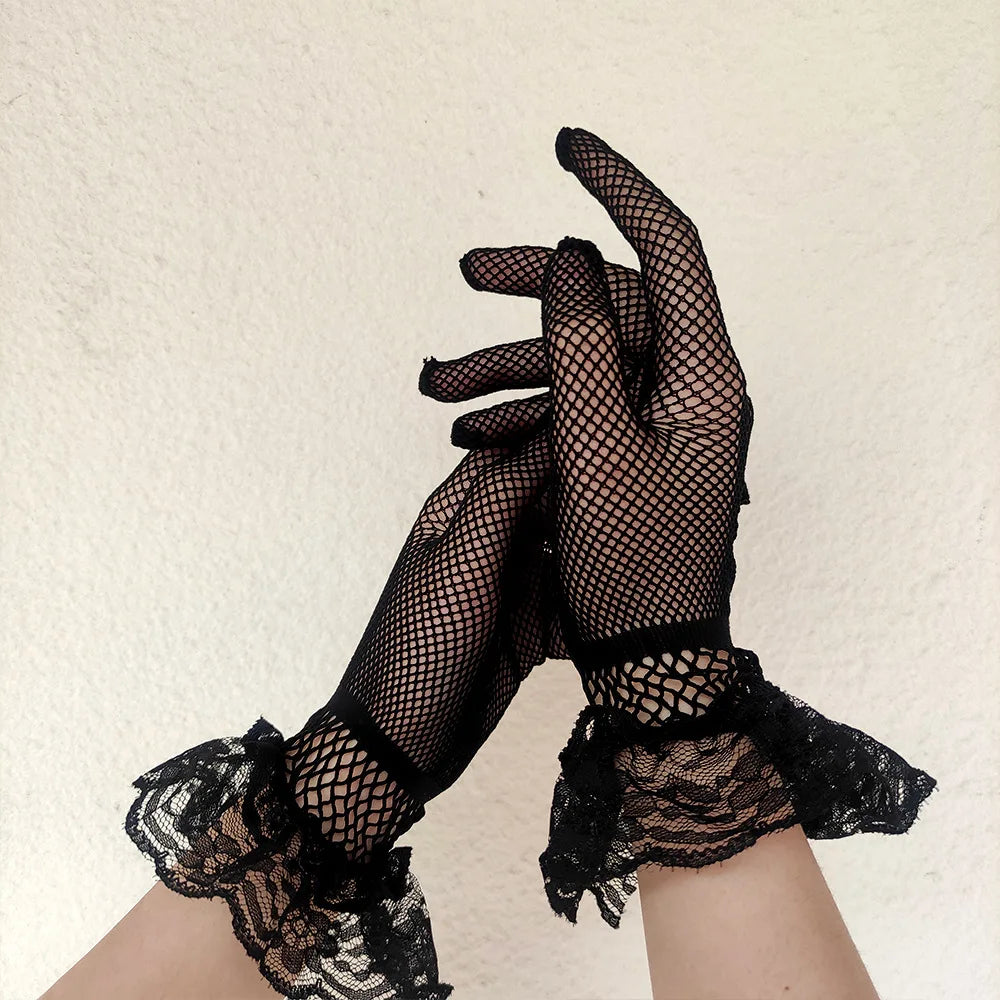 Puffy-Cuffed Lace Gloves
