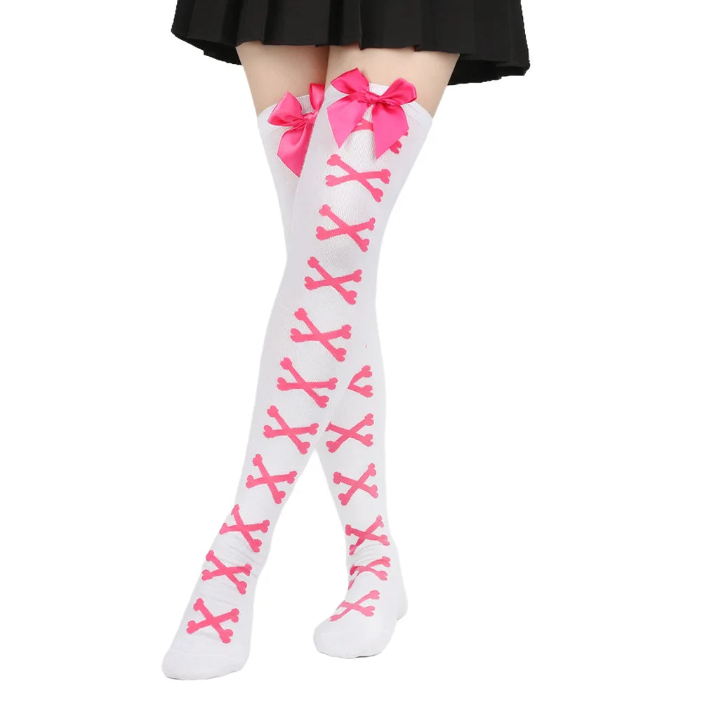 Bow tie stockings, bone over knee stockings, nightclub performance, cosplay Lolita tie, thigh socks