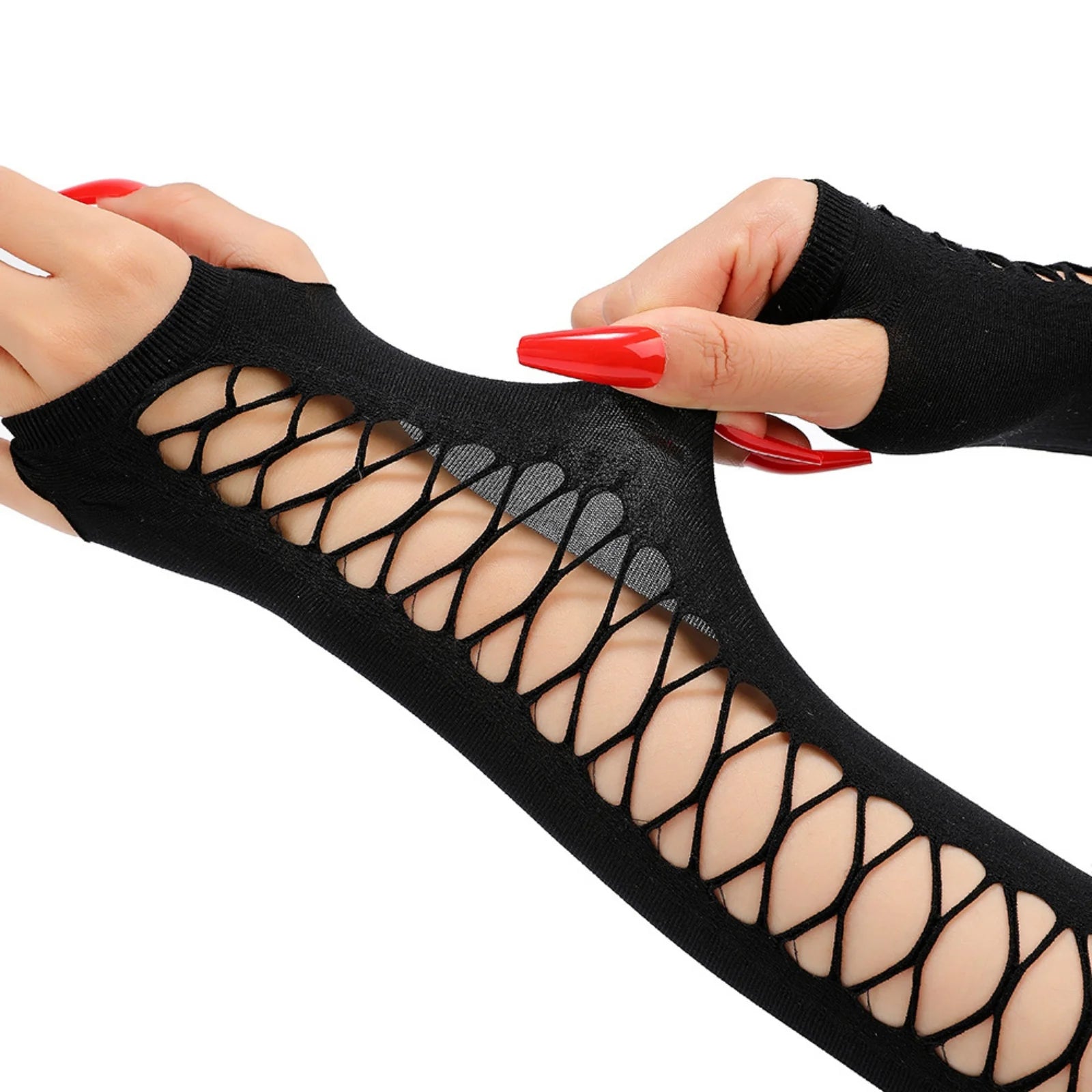 Europe and the United States sexy lace lace gloves long points nightclub dancing fun etiquette mesh fingerless gloves cos