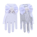 Mesh Bow White Gloves Dress Flower Girl Cute Simple Wedding Communion Party Princess Children Gloves Thin Short Elegant Mittens