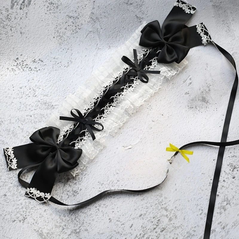 Sweet Hair Hoop Girls Cute Ruffled Cosplay Headband Hair Band Hair Accessories Lace Bow Ribbon Headdress Lolita DIY Headwear