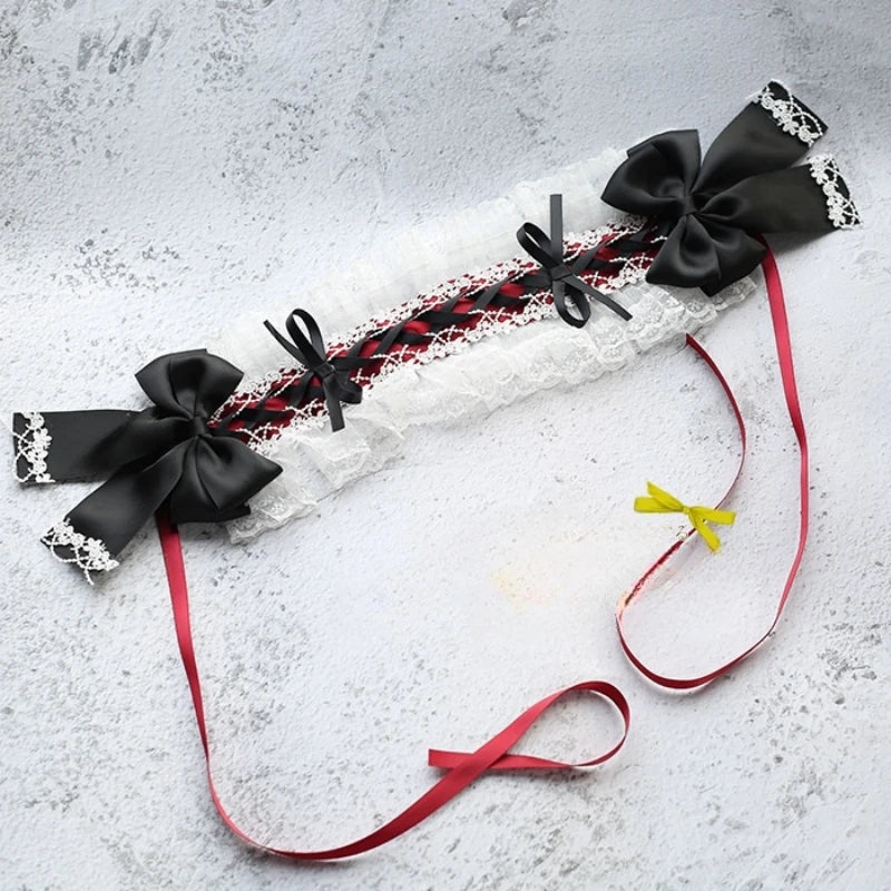Sweet Hair Hoop Girls Cute Ruffled Cosplay Headband Hair Band Hair Accessories Lace Bow Ribbon Headdress Lolita DIY Headwear