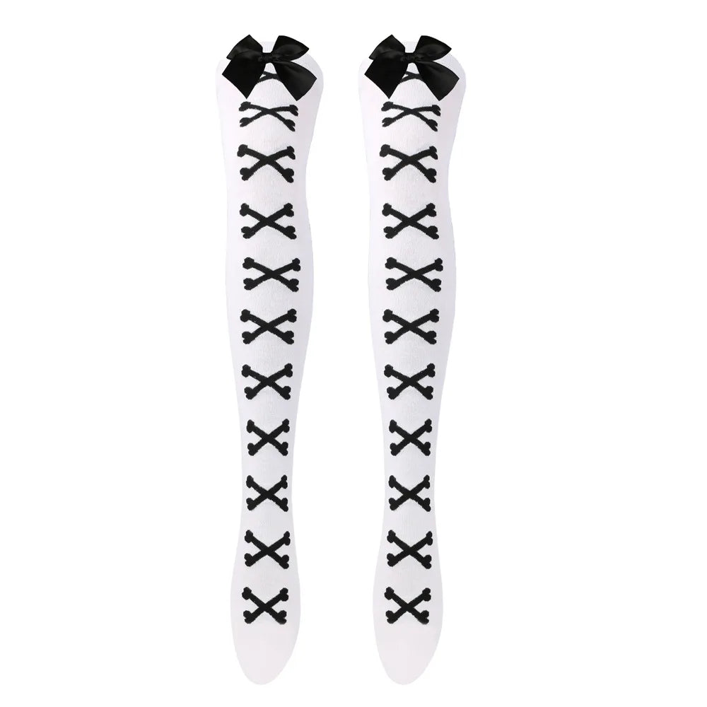 Bow tie stockings, bone over knee stockings, nightclub performance, cosplay Lolita tie, thigh socks