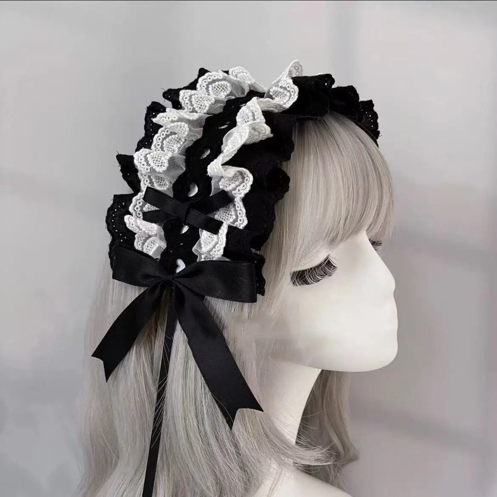 Hair bands Harajuku Doll Gothic Lolita Y2K girl hair band Sweet Punk bow Lace Ruffled Headband Hair Hoop