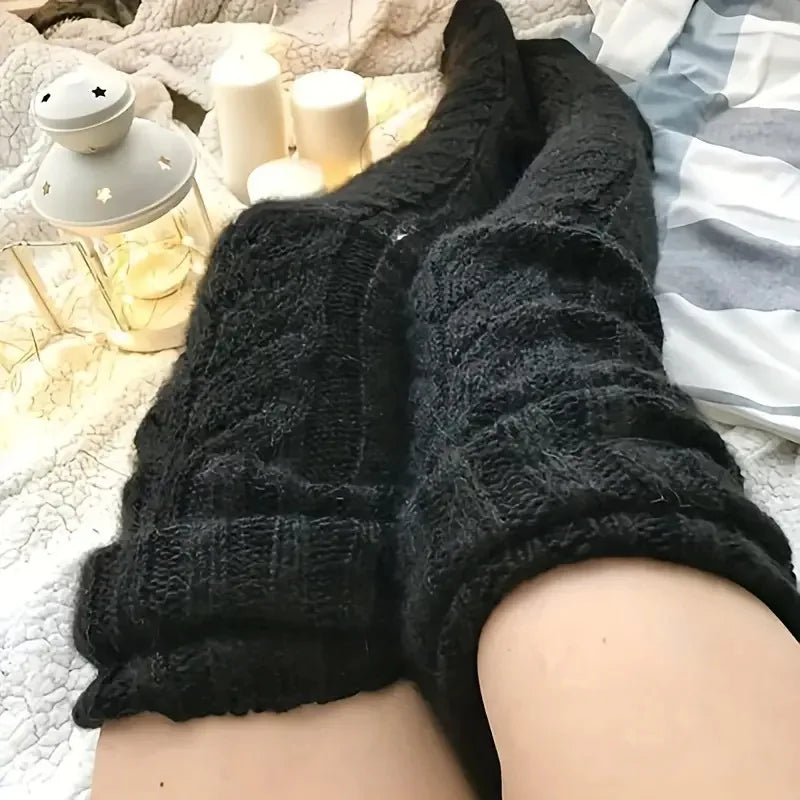 1 Pair Women Autumn Winter Thick Knitted Long Socks Warm Comfortable Available Multiple Colors over the Knee Stacking Socks