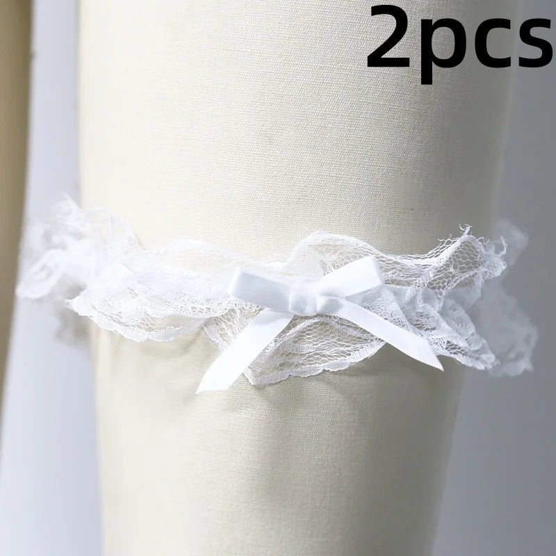 1/2pcs New Fashion Bow Lace Wedding Garter Toss Garter Wedding Garter Belt Bridal Lingerie White Garter Wedding Accessories