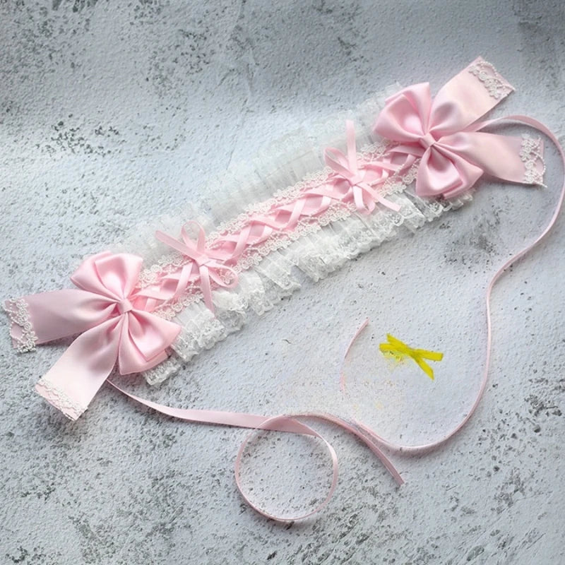 Sweet Hair Hoop Girls Cute Ruffled Cosplay Headband Hair Band Hair Accessories Lace Bow Ribbon Headdress Lolita DIY Headwear