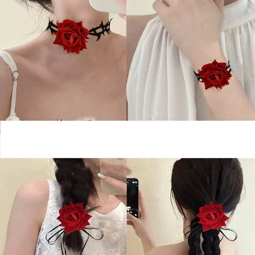 1PC Ladies' Gothic Style Rose Thorn Necklaces, Halloween Party Carnival Accessories, Multi-functional and Versatile Styles