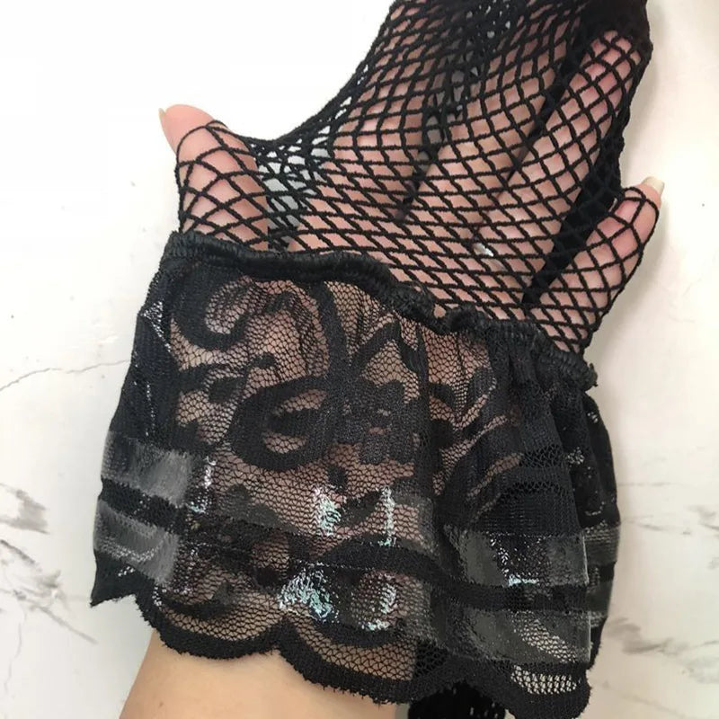 Silicone Anti Slip Fishnet Over the Knee Sock Lace Floral Stockings Long Socks For Women