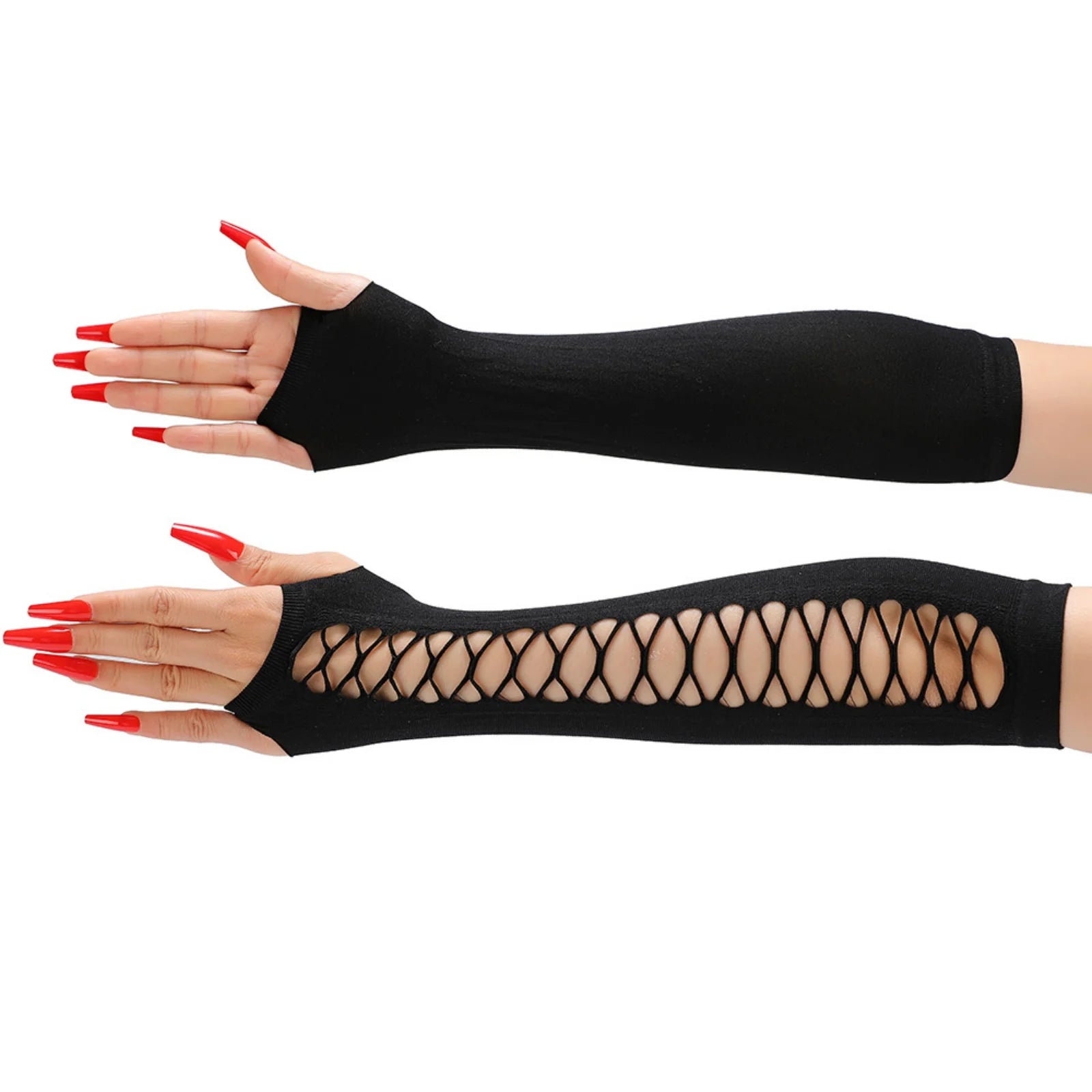 Europe and the United States sexy lace lace gloves long points nightclub dancing fun etiquette mesh fingerless gloves cos