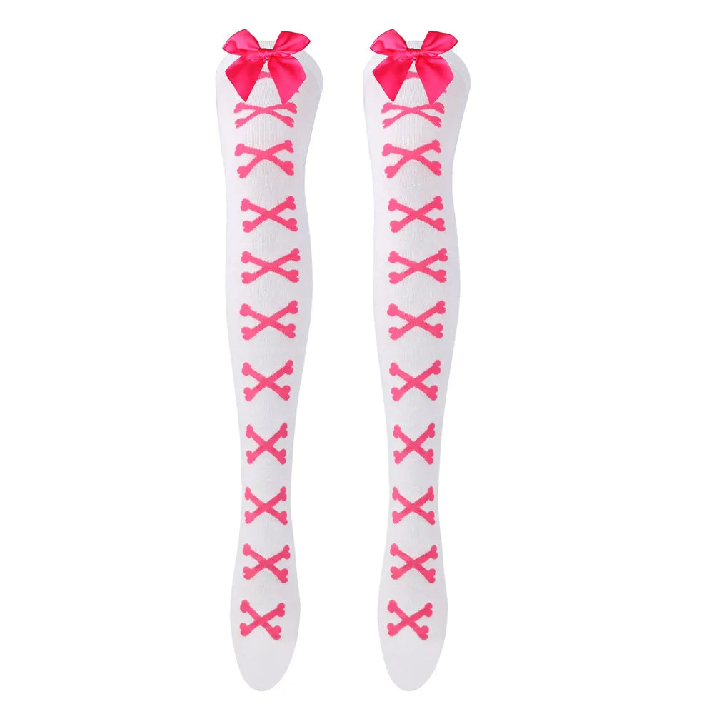 Bow tie stockings, bone over knee stockings, nightclub performance, cosplay Lolita tie, thigh socks
