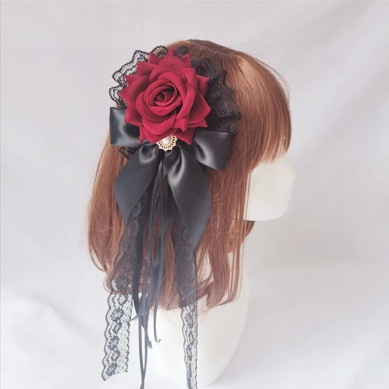Palace Style ! - Lolita Cla, Velvet Rose Hairpin, Gothic Lolita Dark Gothic