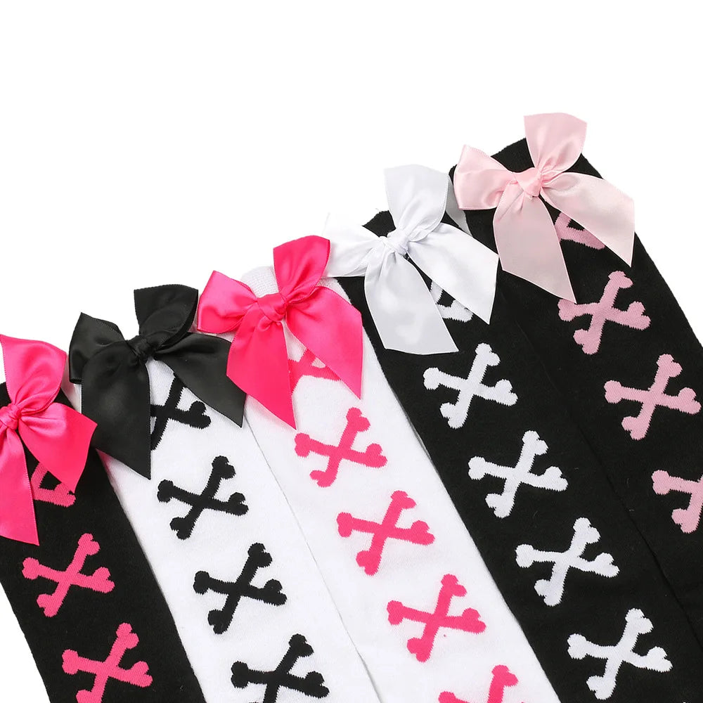 Bow tie stockings, bone over knee stockings, nightclub performance, cosplay Lolita tie, thigh socks
