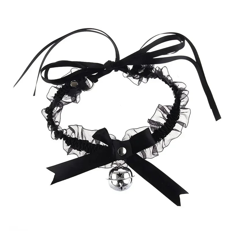Cute Fashion Creative Women Gothic Simple Sexy Lace Collar Pendant Bow Knot Bell Choker Necklace Dress Girls Party Jewelry