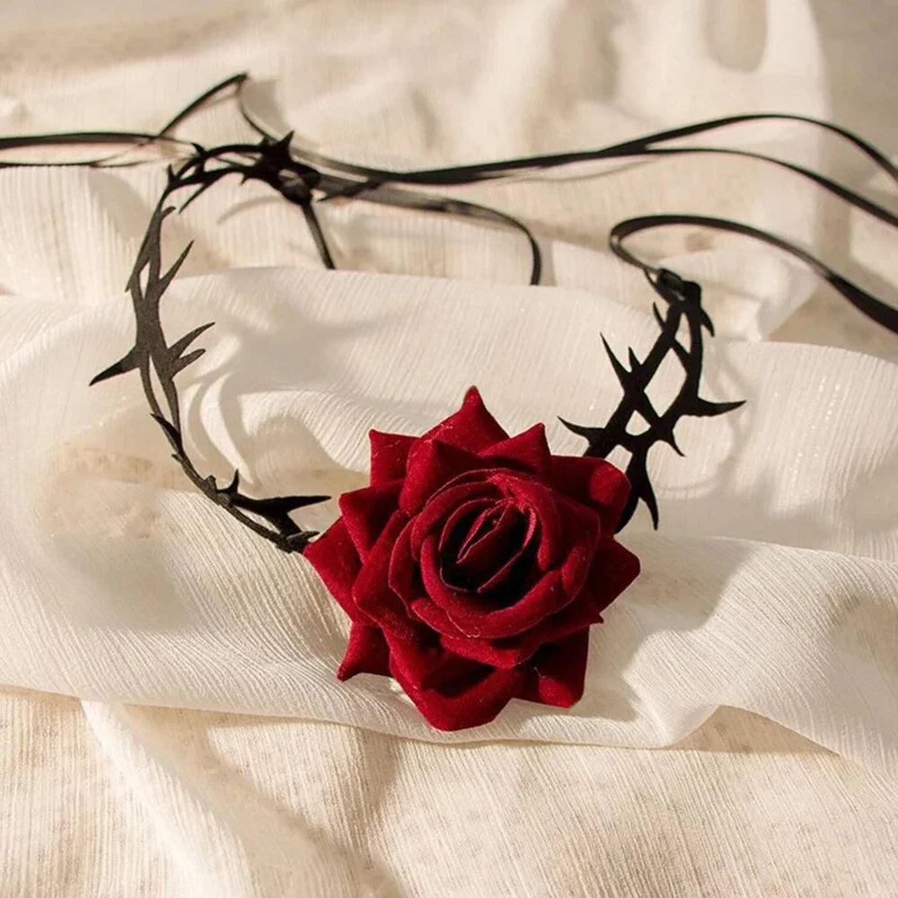 1PC Ladies' Gothic Style Rose Thorn Necklaces, Halloween Party Carnival Accessories, Multi-functional and Versatile Styles
