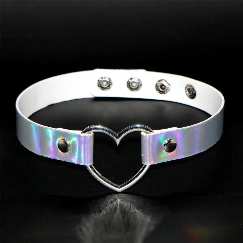 Vintage Fashion Sexy Heart Charm Gothic Collar Necklace Gothic Heart Lock Harajuku Women Gift Black Leather Punk Choker Necklace