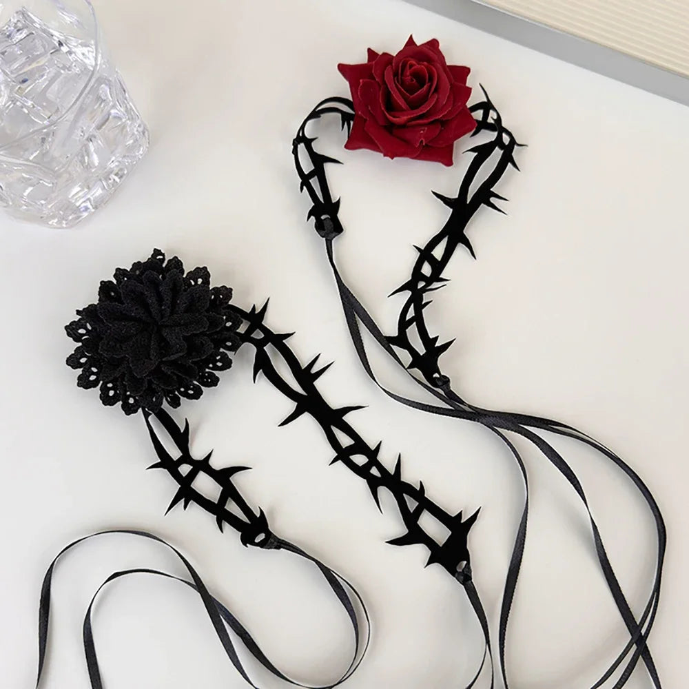 1PC Ladies' Gothic Style Rose Thorn Necklaces, Halloween Party Carnival Accessories, Multi-functional and Versatile Styles